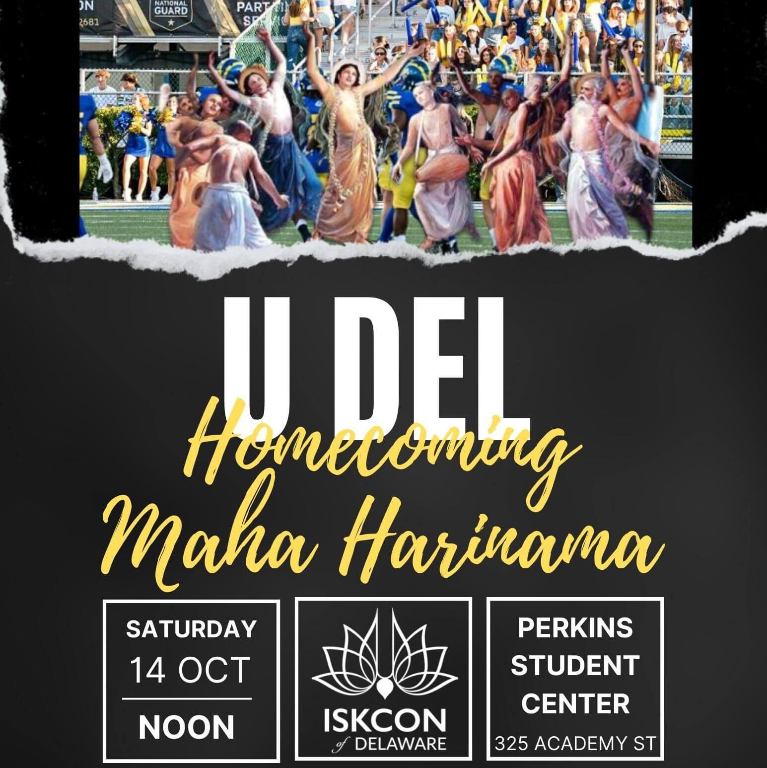 UDEL Harinama Flyer with details of event.
